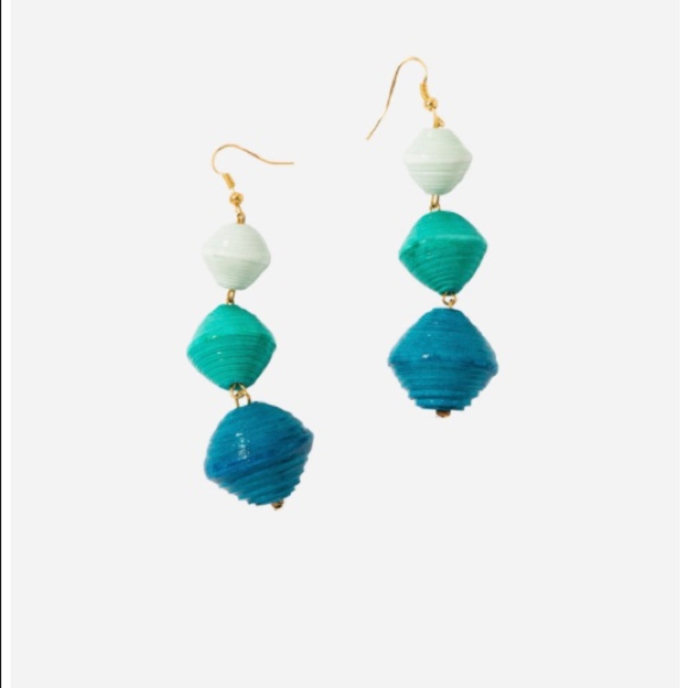 Noonday Collection paper bead earrings - teal